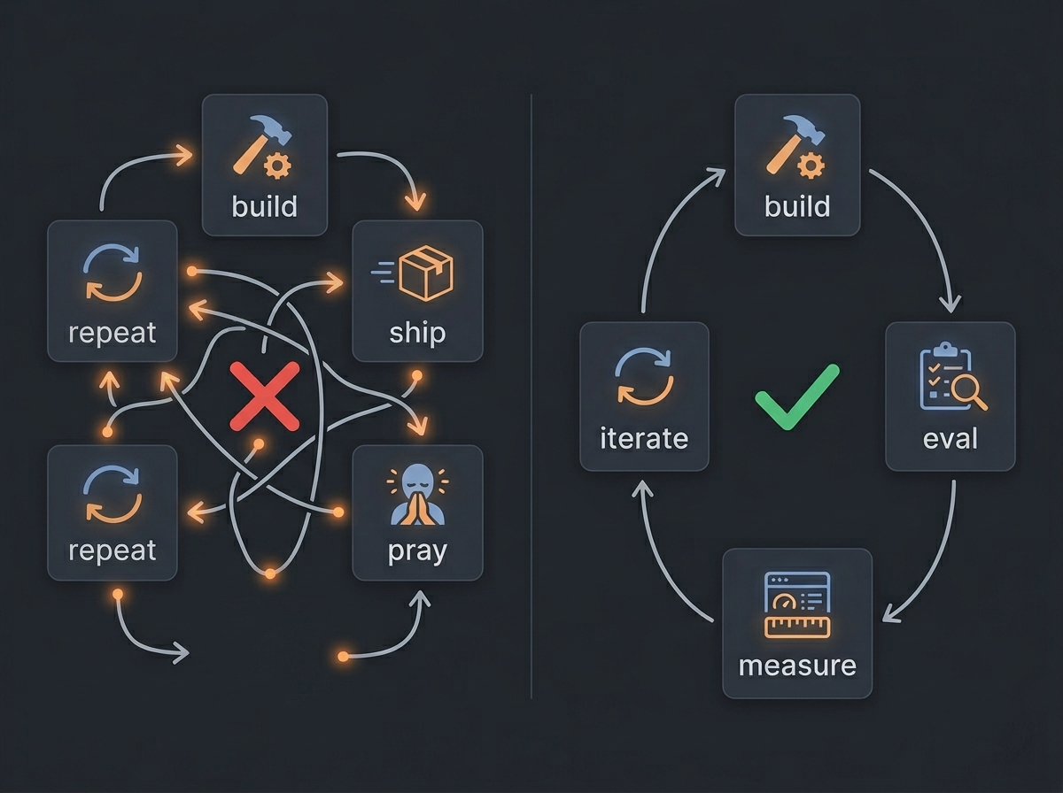 Build-ship-pray vs build-eval-measure-iterate